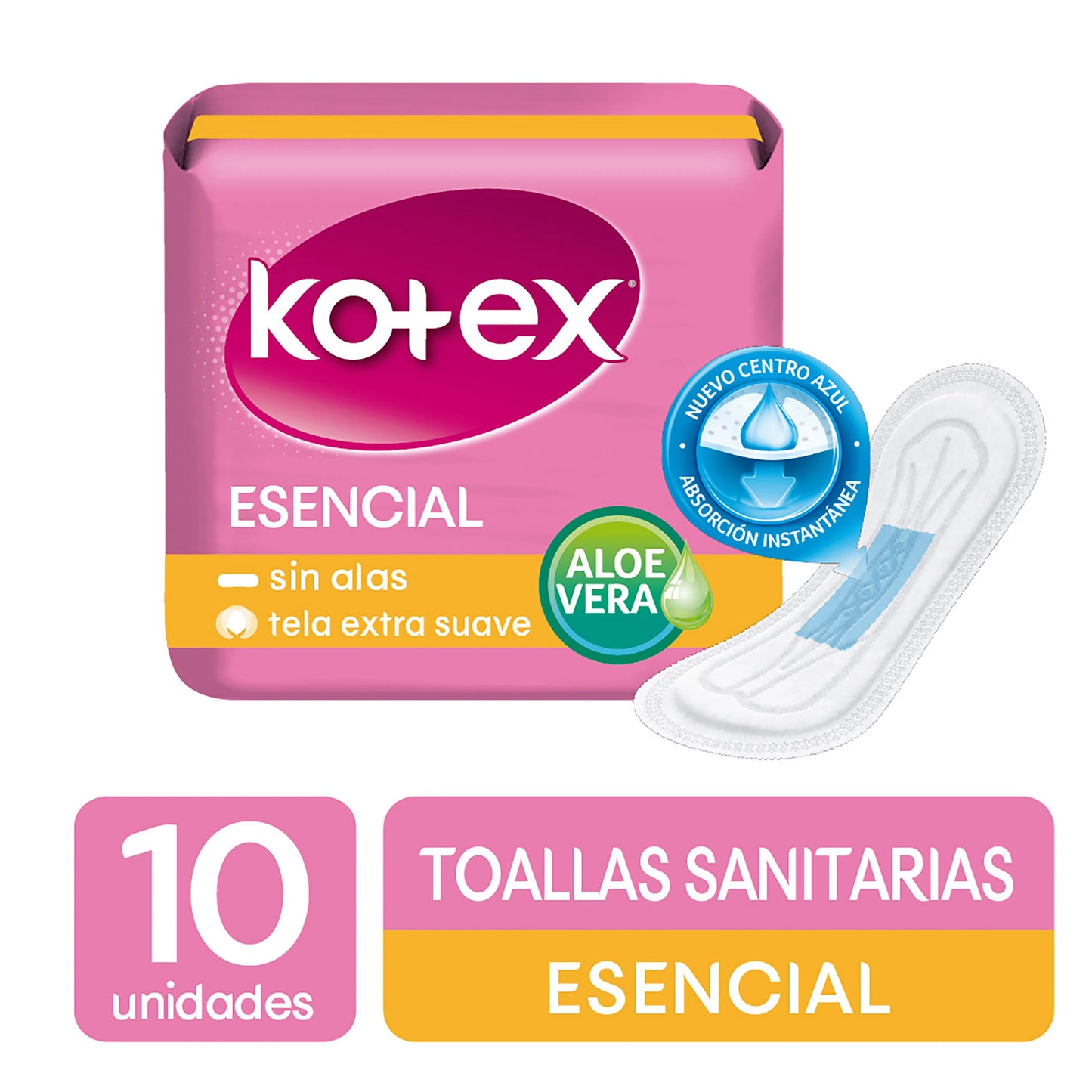 KOTEX TOALLAS ESENCIALES S/A 10UDS