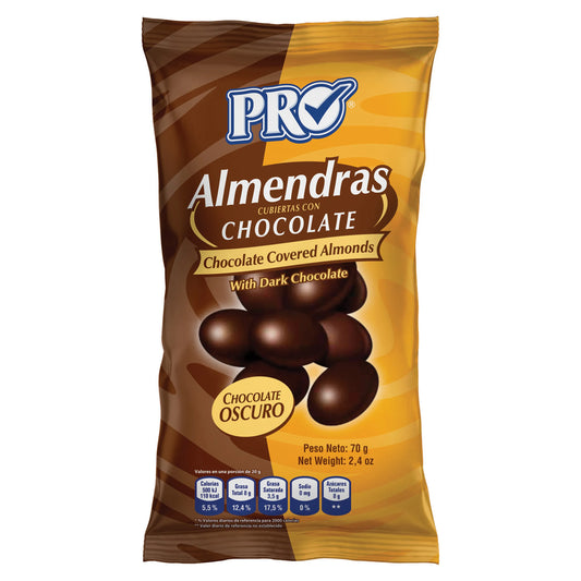 ALMENDRAS PRO CON CHOCOLATE OSCURO 70G