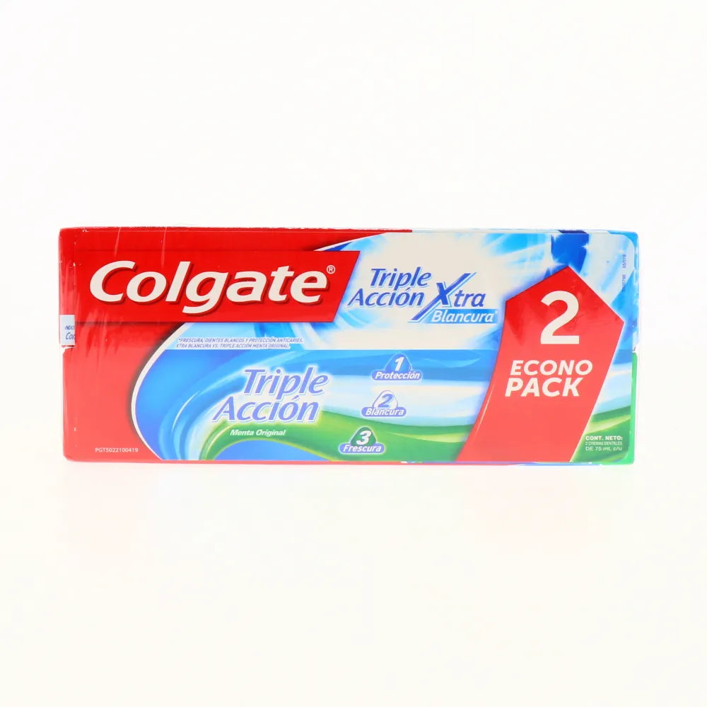 COLGATE TRIPLE ACCIÓN EXTRA BLANCURA 2PACK 75ML