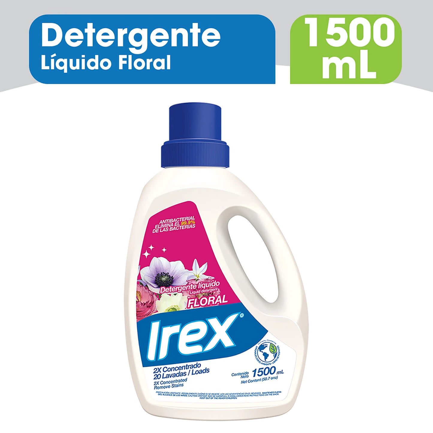 DETERGENTE LÍQUIDO IREX FLORAL 1.5L