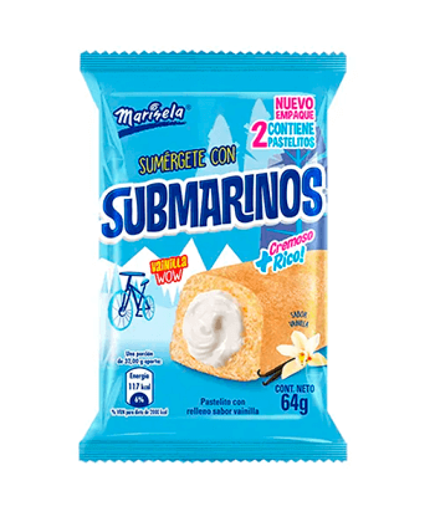 MARINELA SUBMARINOS VAINILLA WOW 64G