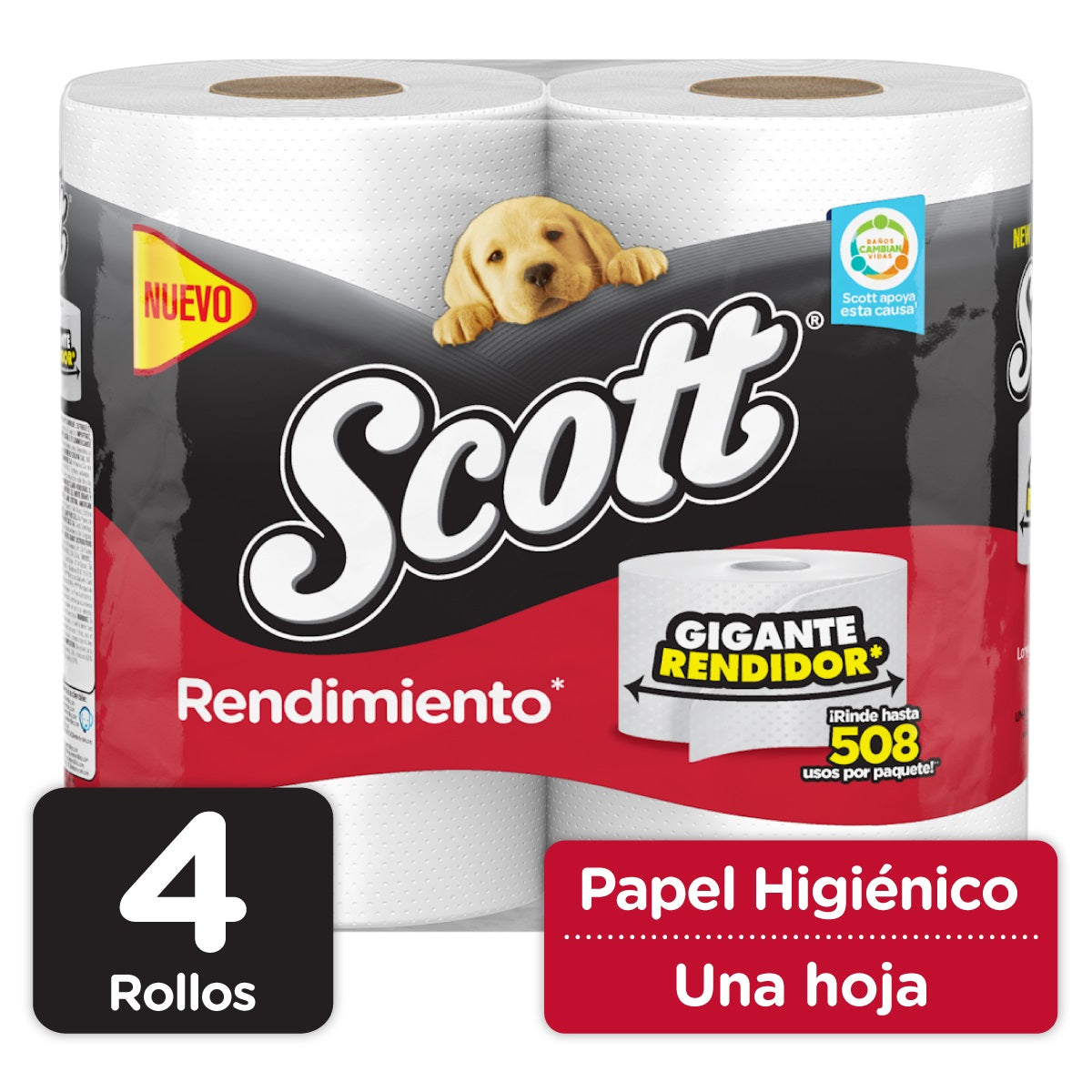 PAPEL HIGIÉNICO SCOTT RENDIMIENTO 4 ROLLOS