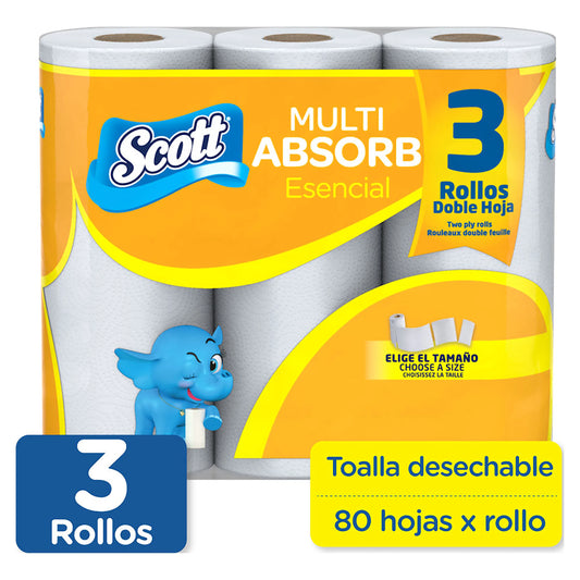 TOALLA COCINA SCOTT MULTI ABSORB 3PACK 240H