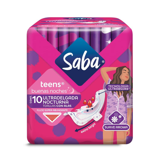 SABA TEENS ULTRADELGADA NOCTURNA C/A 10UDS